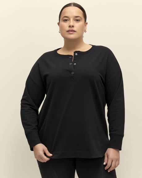 French Terry Henley Pullover Sweatshirt - Active Zone