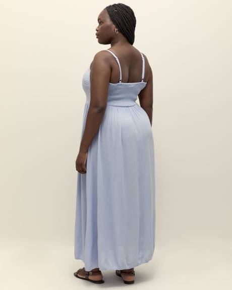 Mixed-Media Crochet Sleeveless Maxi Dress