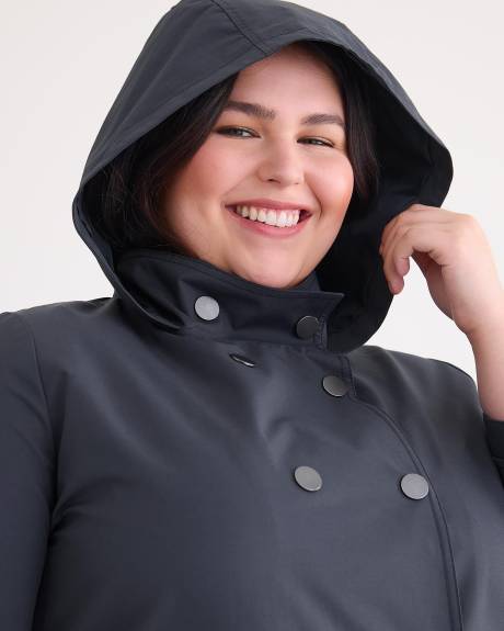 Knee-Length Hooded Rain Jacket