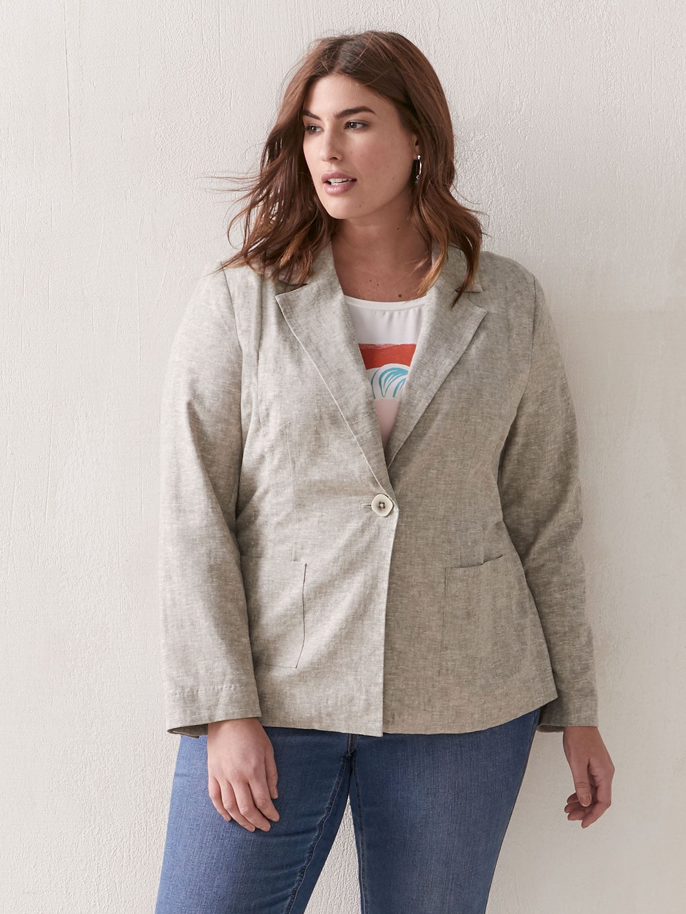 SemiFitted Linen Blazer Addition Elle Penningtons