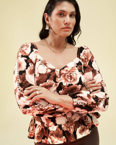 Blouse à encolure en coeur et dos à smocks - Addition Elle