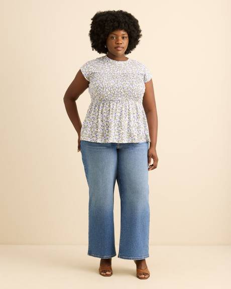 Haut &agrave; manches longues en tricot smock&eacute; - Addition Elle