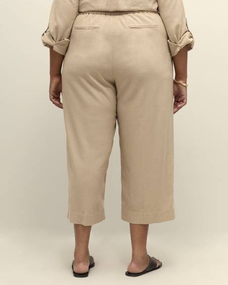 Pantalon court à jambe large en mélange de lin