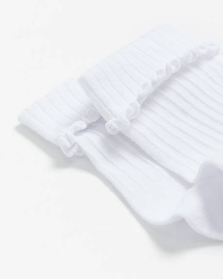 Lettuce-Edge Ribbed Pointelle Ankle Socks Lettuce-Edge Ribbed Pointelle Ankle Socks
