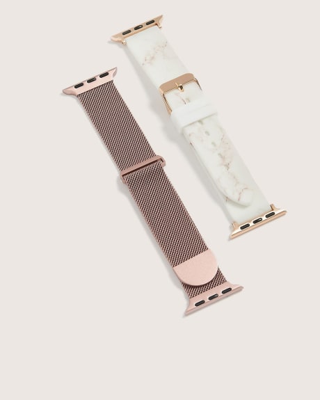Ensemble de deux bracelets en silicone et en mailles pour Apple Watch