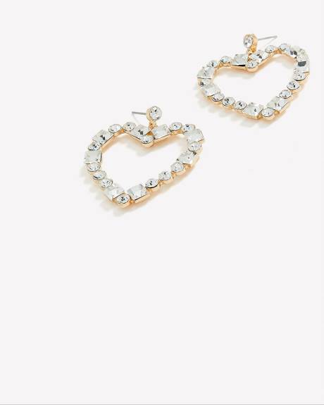 Boucles d'oreilles en forme de coeur avec pierres scintillantes