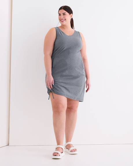 New Womens PLUS SIZE CHARCOAL GRAY JERSEY SLEEVELESS TIERED MIDI