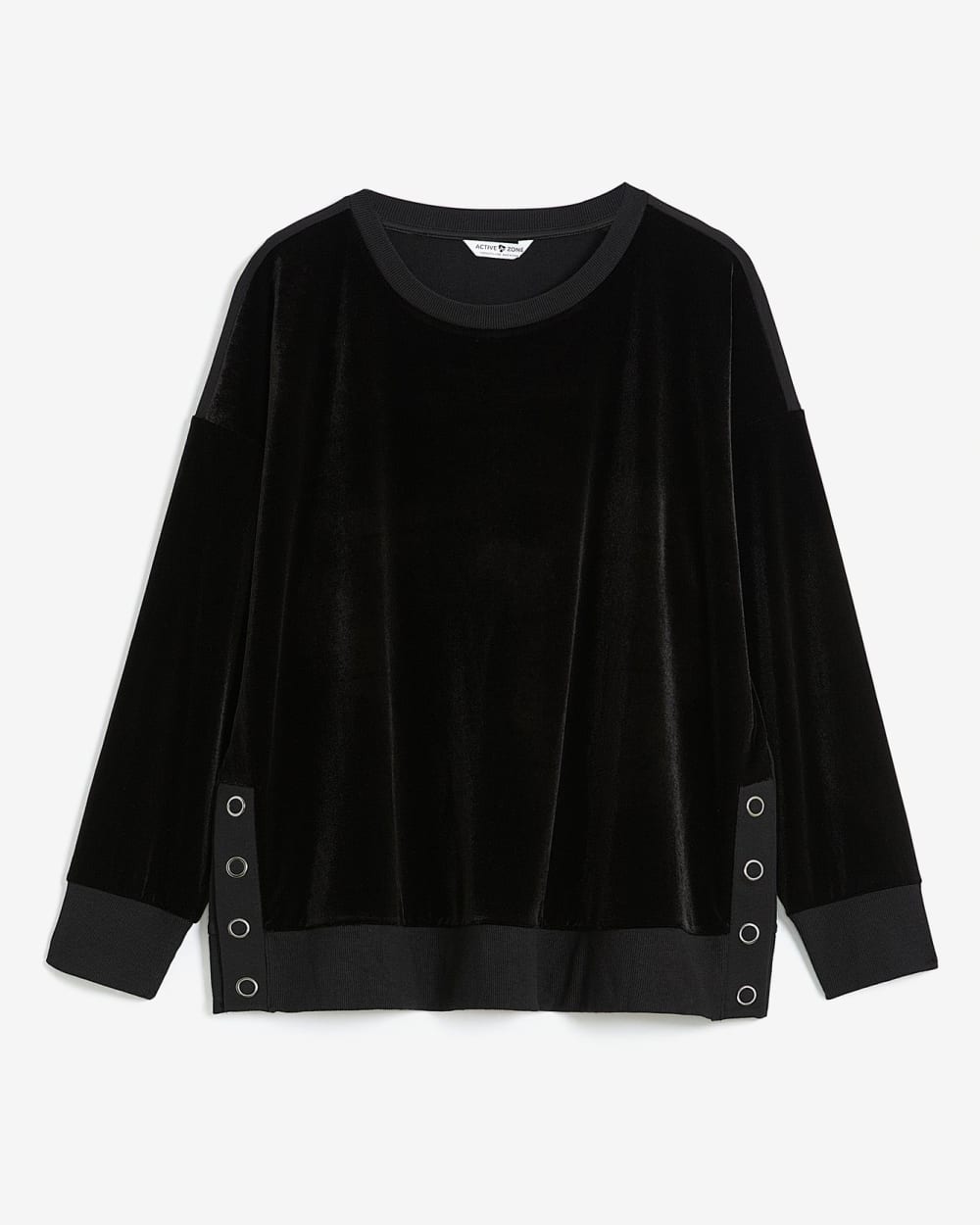 Velvet and French Terry Crewneck Top - Active Zone