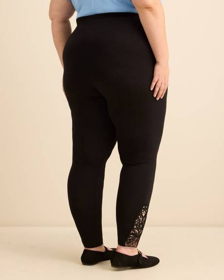 Legging mode noir avec ourlet crochet&eacute;