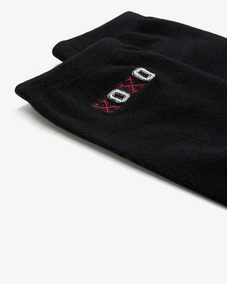 Black Crew Socks with XOXO Placement Print