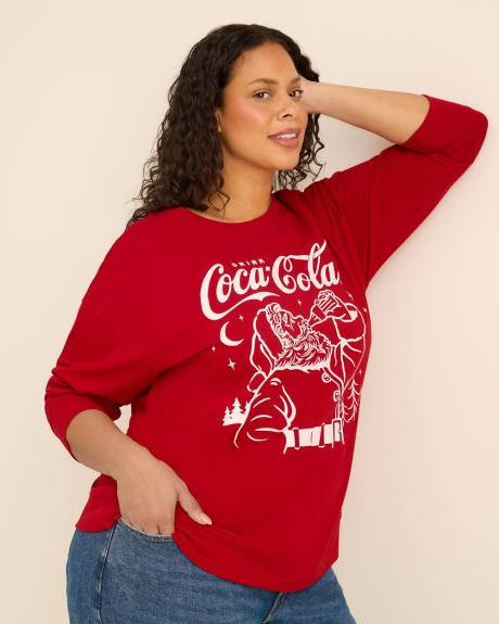 Pull rouge à col rond avec imprimé Coca-Cola des Fêtes