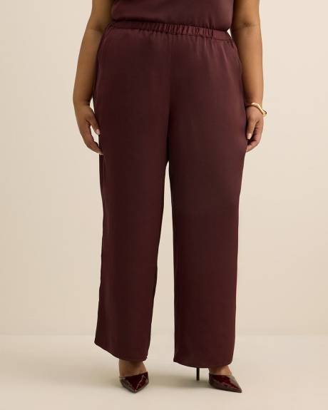 Purple Satin Wide-Leg Pant