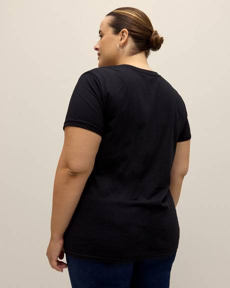 Black License Tee with Peanuts Tennis Club Print
