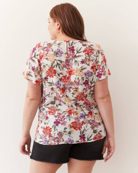 Lightweight Short-Flutter-Sleeve Blouse