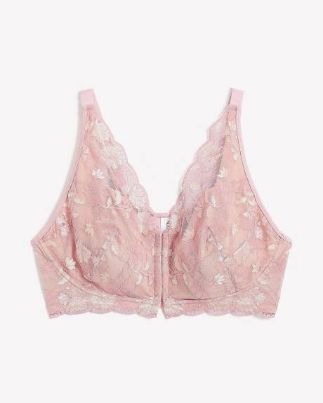 Front-Closure Wirefree Bra with Two-Tone Lace - ti Voglio