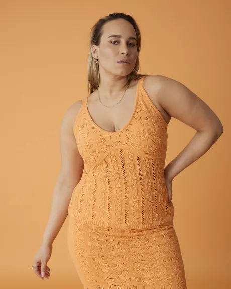 Camisole orange en crochet avec col en V - Addition Elle