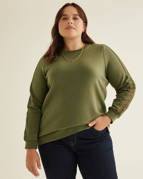 Crewneck Sweatshirt with Crochet Details