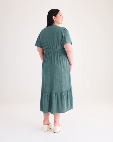 Buttoned-Down Tiered Maxi Dress