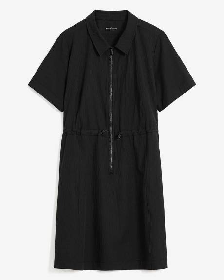 Shadow Striped Dress with Shirt Collar - Active Zone