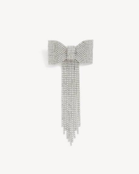 Rhinestone Bow-Shaped Hair Barrette - Addition Elle