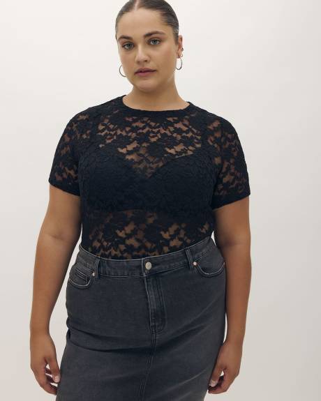 Black Lace Tee - Addition Elle