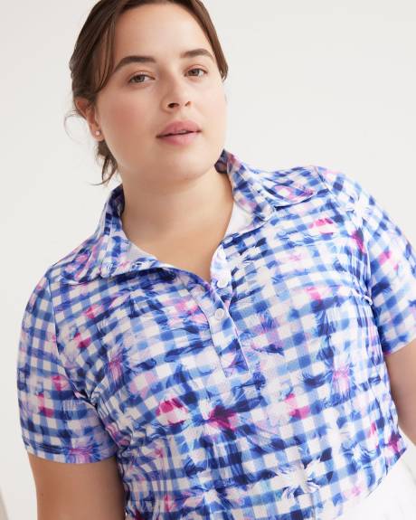 Gingham-Print Short-Sleeve Polo - Active Zone