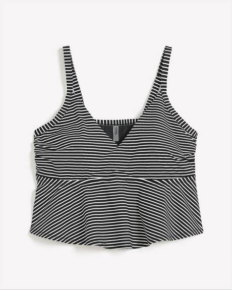Striped Short Swing Tankini Top