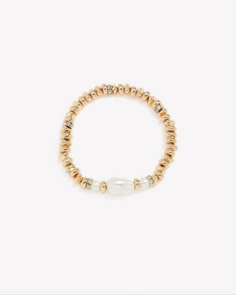 Metallic Stretch Bracelet with Pearls