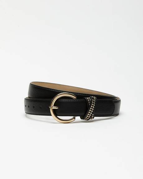 Ceinture noire en cuir synthétique avec mini clous