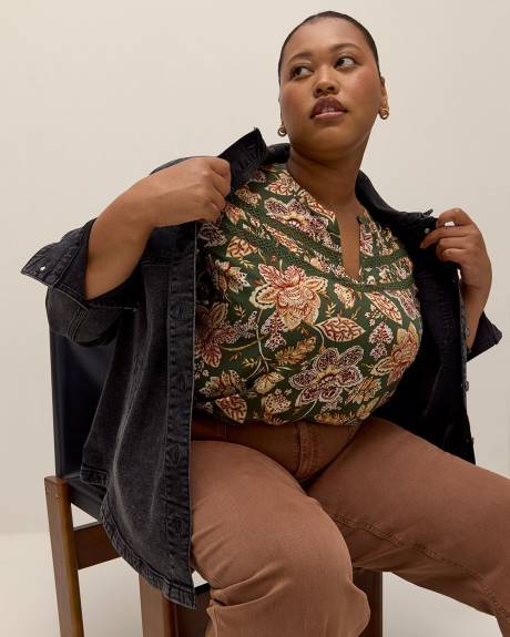 Responsible, Split-Neck Floral Blouse