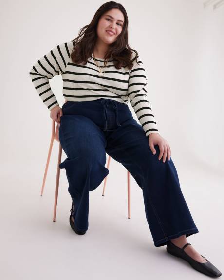 Long-Sleeve Crew-Neck Striped Top