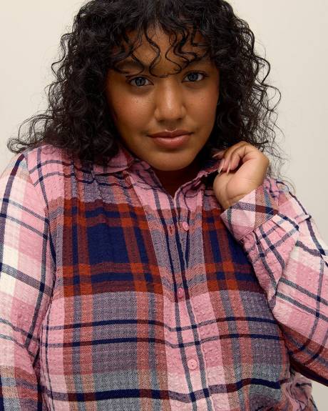 Plaid Buttoned-Down Tunic Shirt