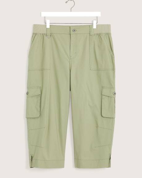Pantalon capri avec bande de taille côtelée