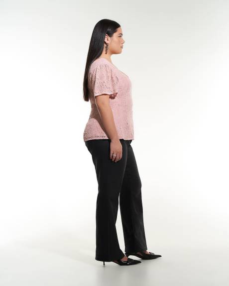 Blouse en dentelle à manches courtes à volants - Addition Elle
