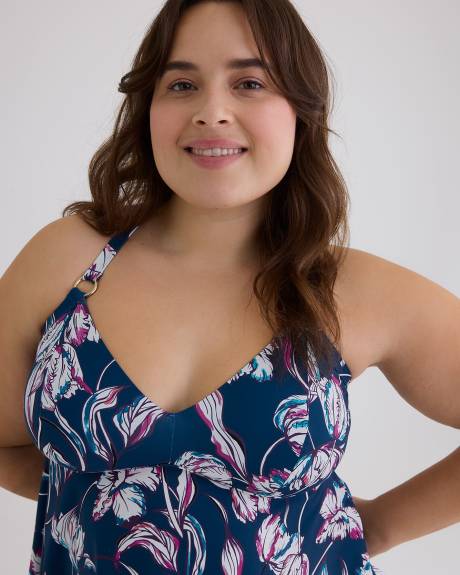 Tankini imprimé à coupe trapèze
