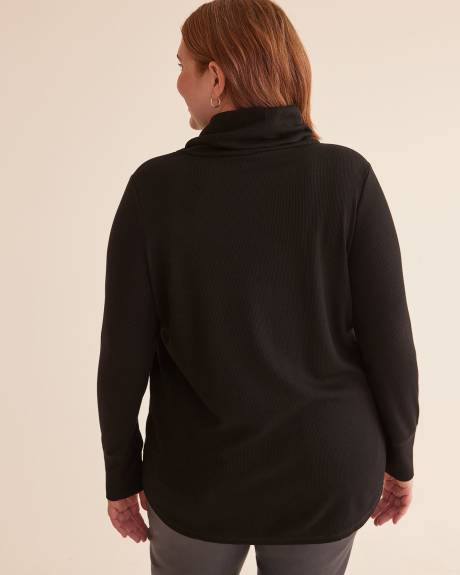 Waffle Knit Tunic with Cowl Neck