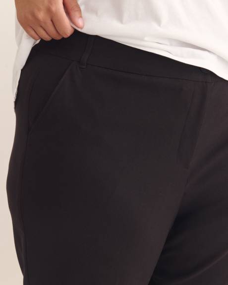 Pantalon uni à jambe droite, coupe galbée, tissu responsable