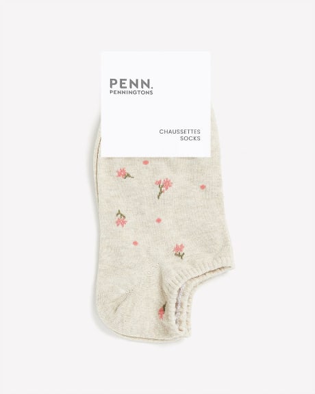 Ankle Socks with Polka-Dot and Flower Print