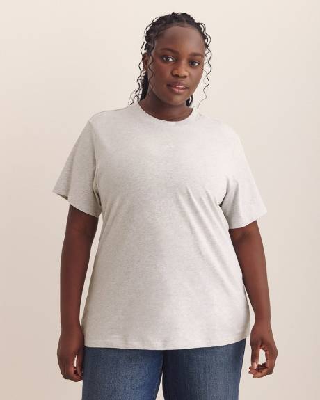 Heater Grey Short-Sleeve Crewneck Tee with Small Logo - adidas