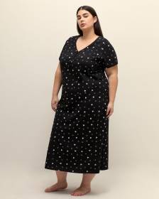 Long Black Sleepshirt with Heart Print - ti Voglio
