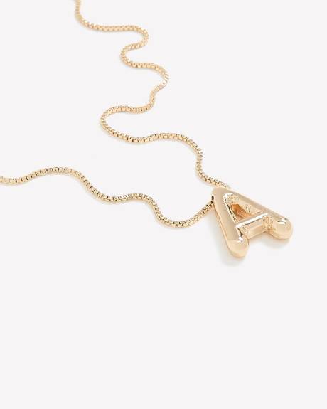 Short Golden Necklace with A-Bubble-Letter Pendant
