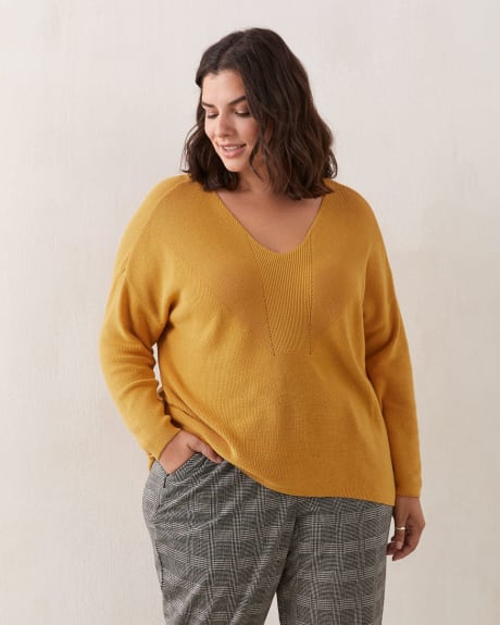 Cotton Dolman Sleeve V-Neck Sweater - In Every Story