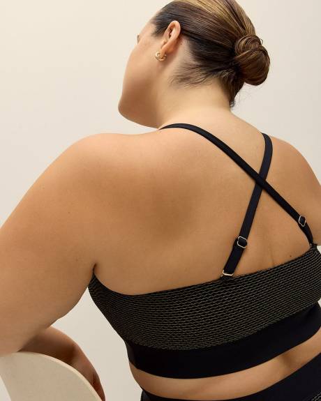 Black and Gold Mesh Crop Bikini Top