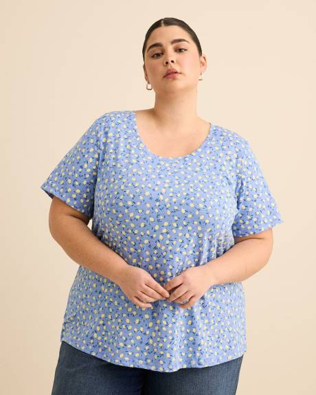 T-shirt imprim&eacute; &agrave; col rond, coupe curvy - Essentiels PENN.