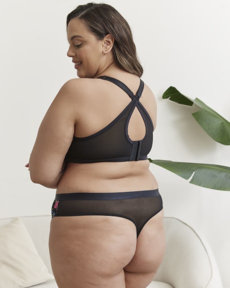 Floral Thong with Mesh Back - Déesse Collection