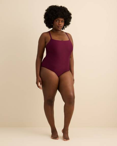 Maillot une-pièce texturé violet
