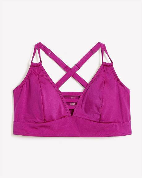 Pink Satin Longline Triangle Bikini Top