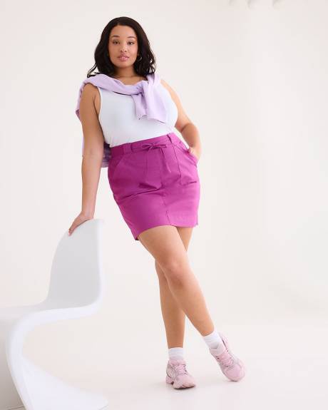 Cotton Skort With Ribbed Waistband