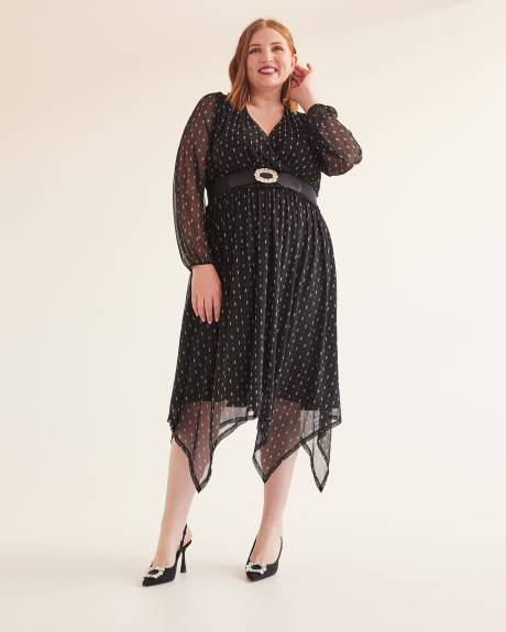 Robe longue cache-coeur en maille avec ourlet asymétrique