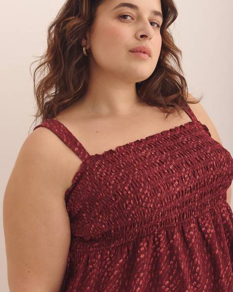 Smocking Knit Top with Large Straps